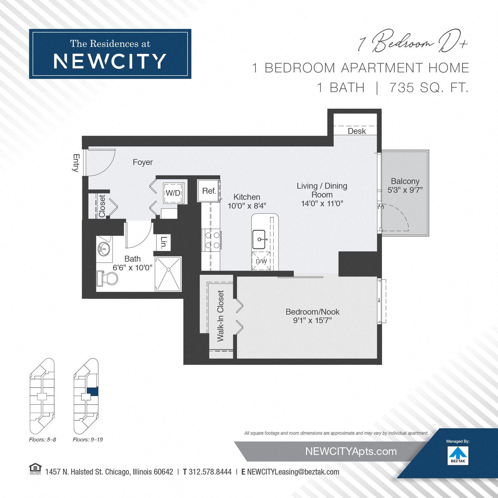 One Bedroom D+ floor plan